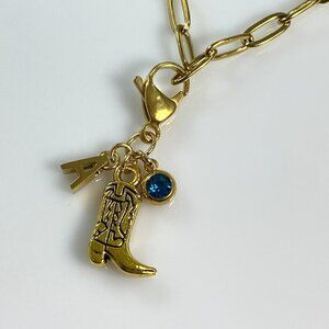 Cowgirl Boot with Letter and Birthstone Clip On Charm - CUSTOMIZABLE